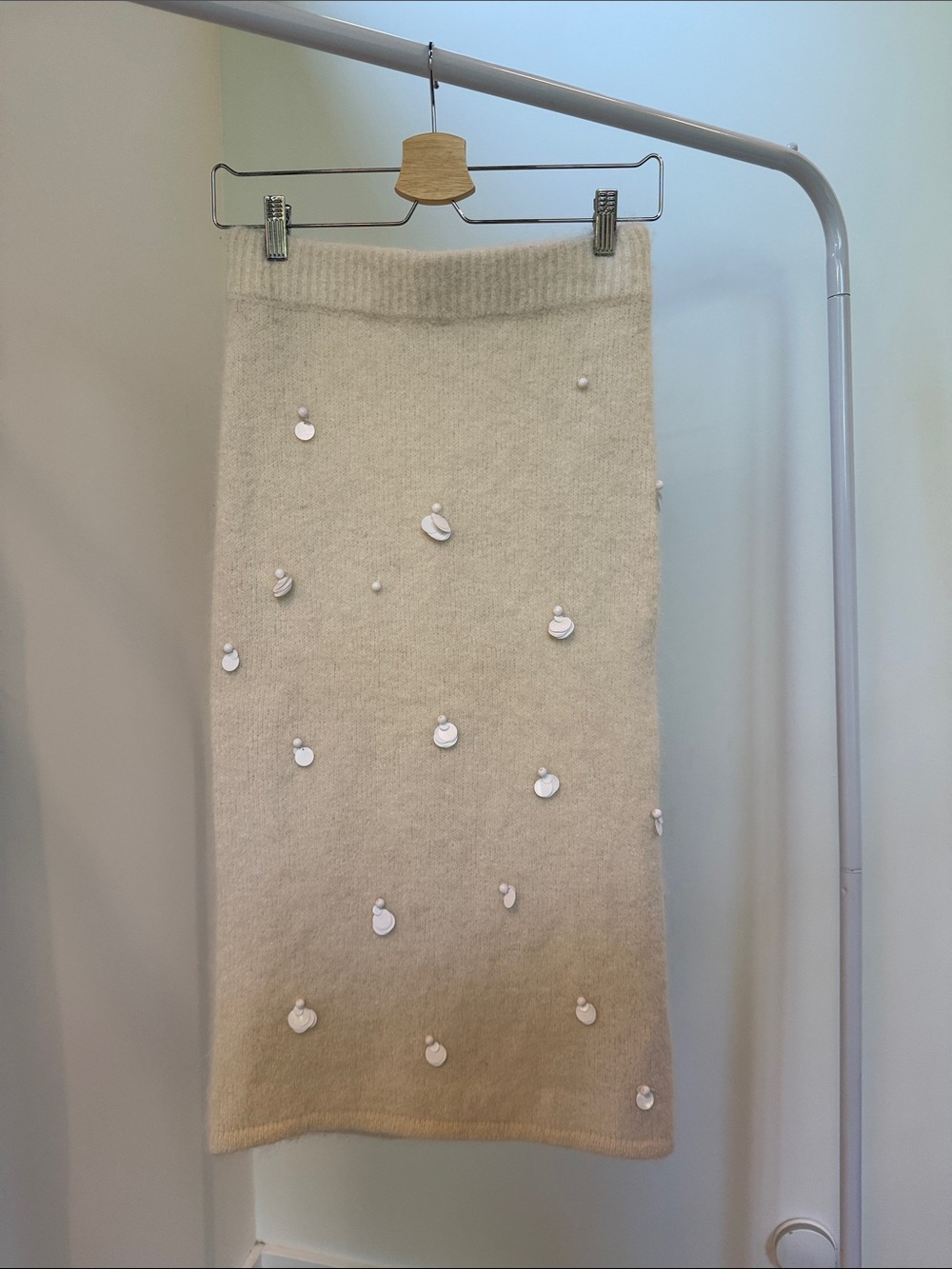 ZARA Sequin Appliqué Alpaca Blend Knit Skirt